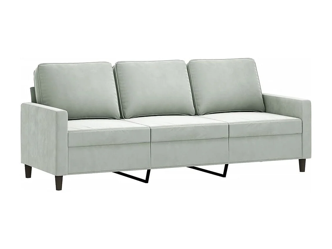 Canapé à 3 places avec repose-pieds Gris clair 180 cm Velours