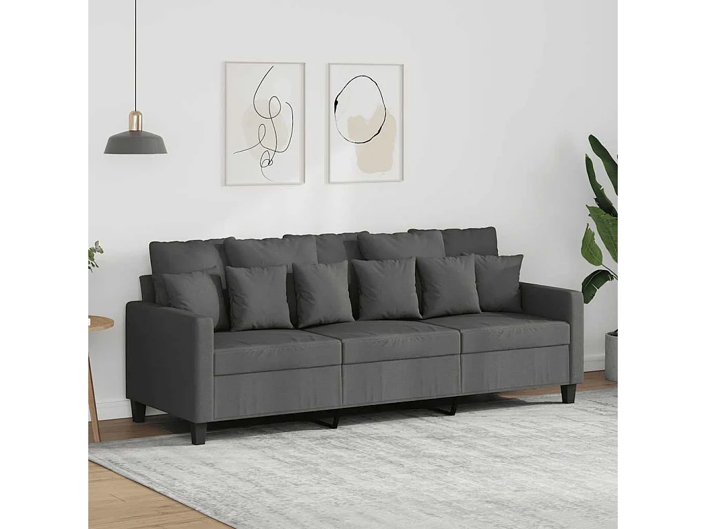 Canapé à 3 places Gris foncé 180 cm Tissu