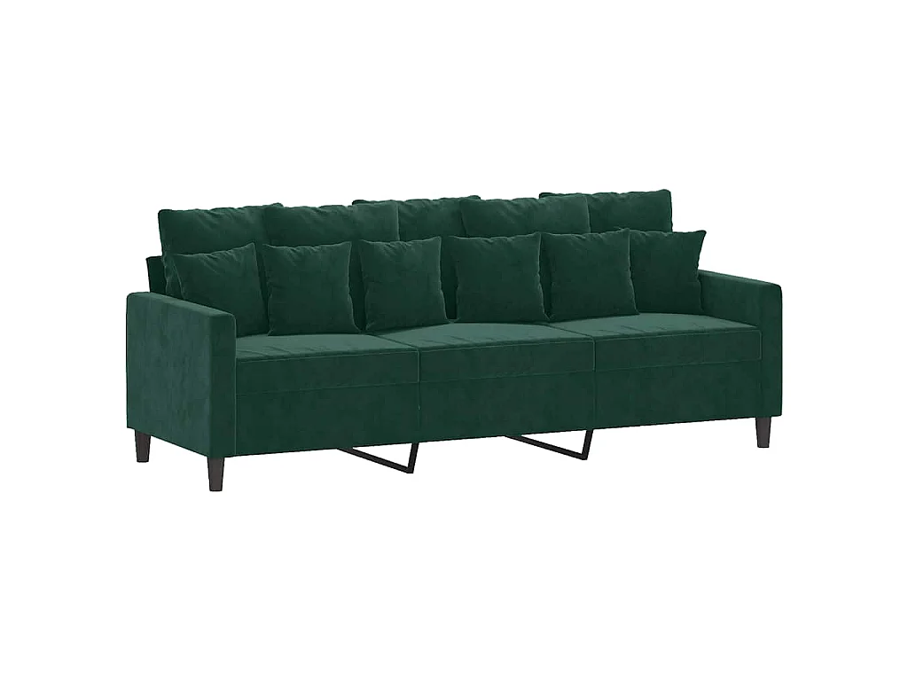 Ensemble de canapés 2 pcs avec coussins Vert foncé Velours