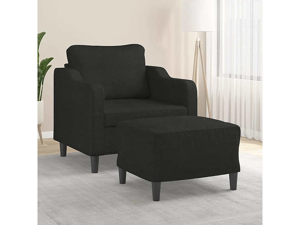 Sillón con taburete tela negro 60 cm