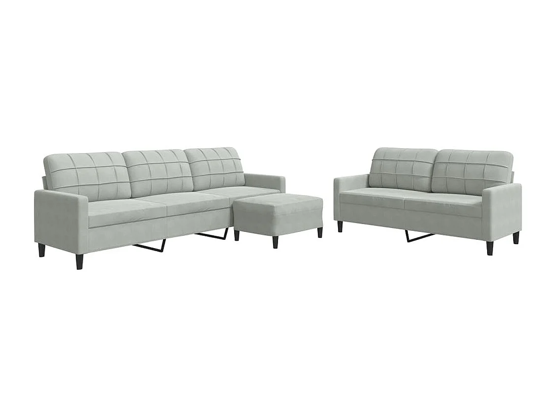 Ensemble de canapés 3 pcs avec coussins Gris clair Velours