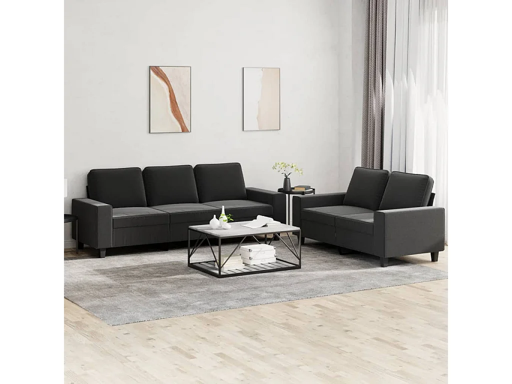 Set di Divani 2 pz Nero in Tessuto