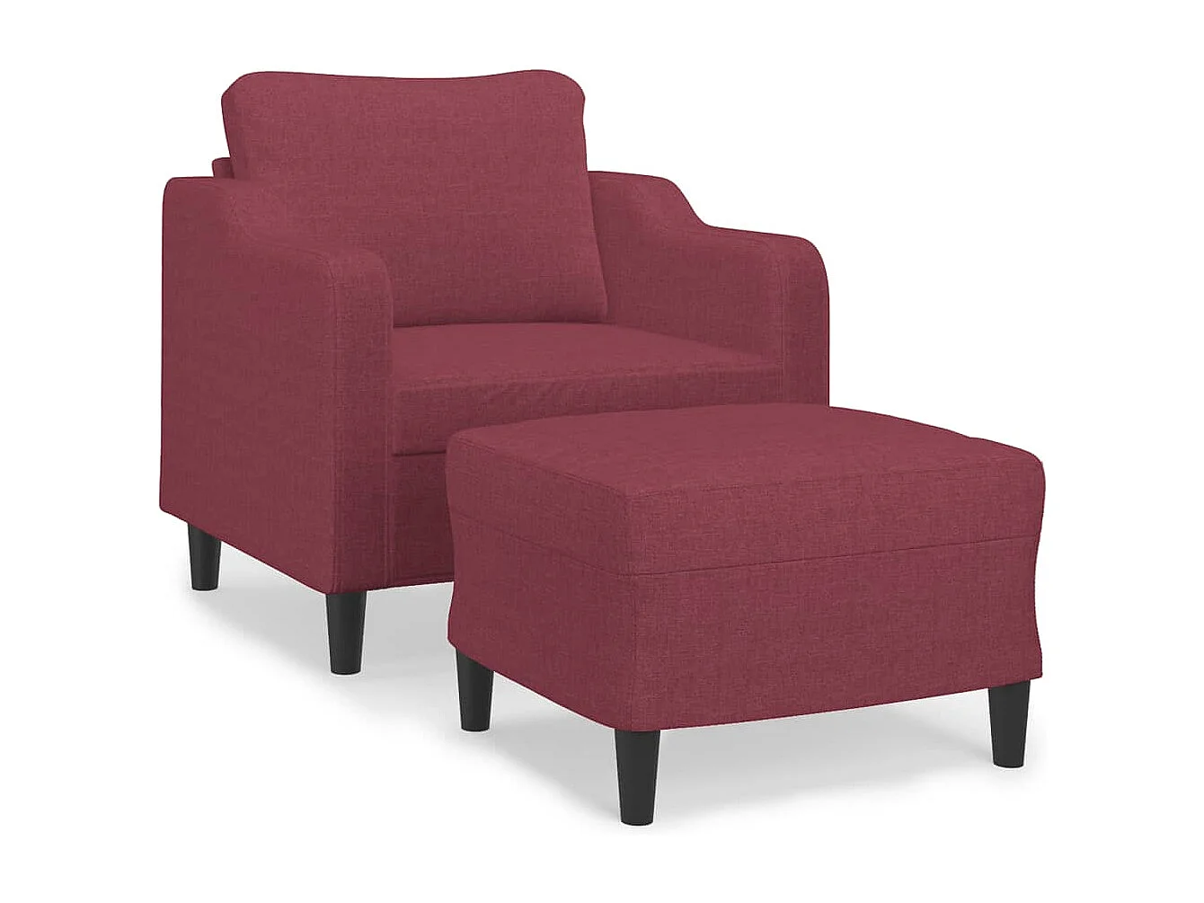 Sillón con taburete tela rojo tinto 60 cm