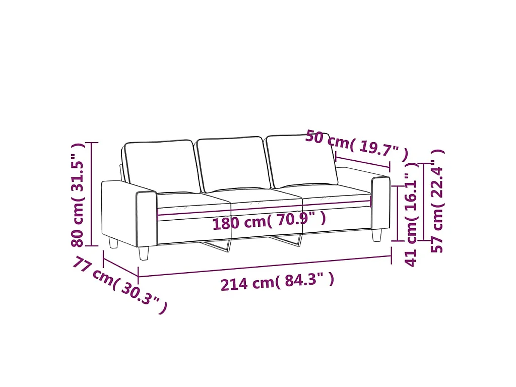 3-Sitzer-Sofa Hellgrau 180 cm Stoff