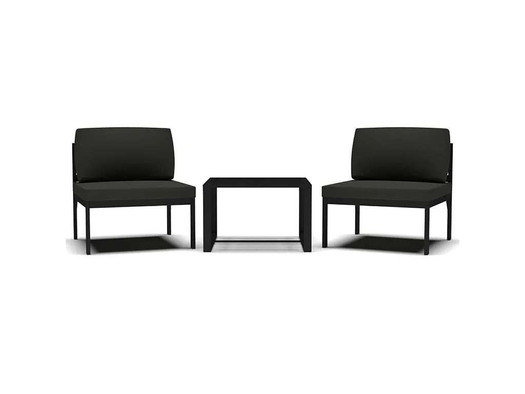 Jeu de canapés de jardin 3 pcs et coussins Aluminium Anthracite