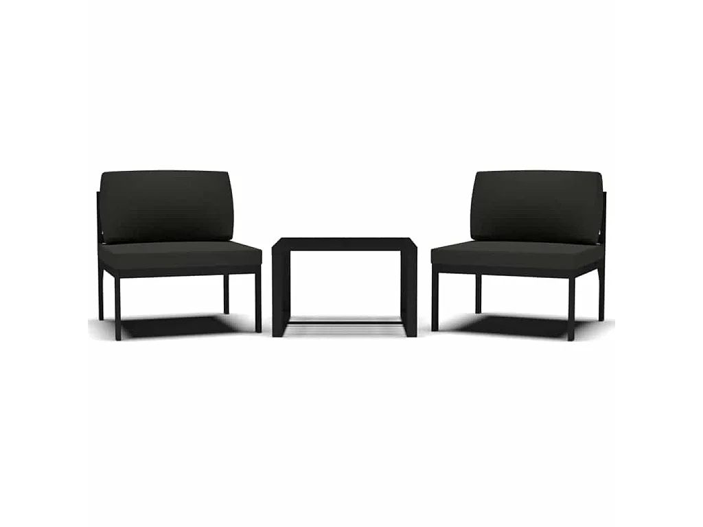 Jeu de canapés de jardin 3 pcs et coussins Aluminium Anthracite