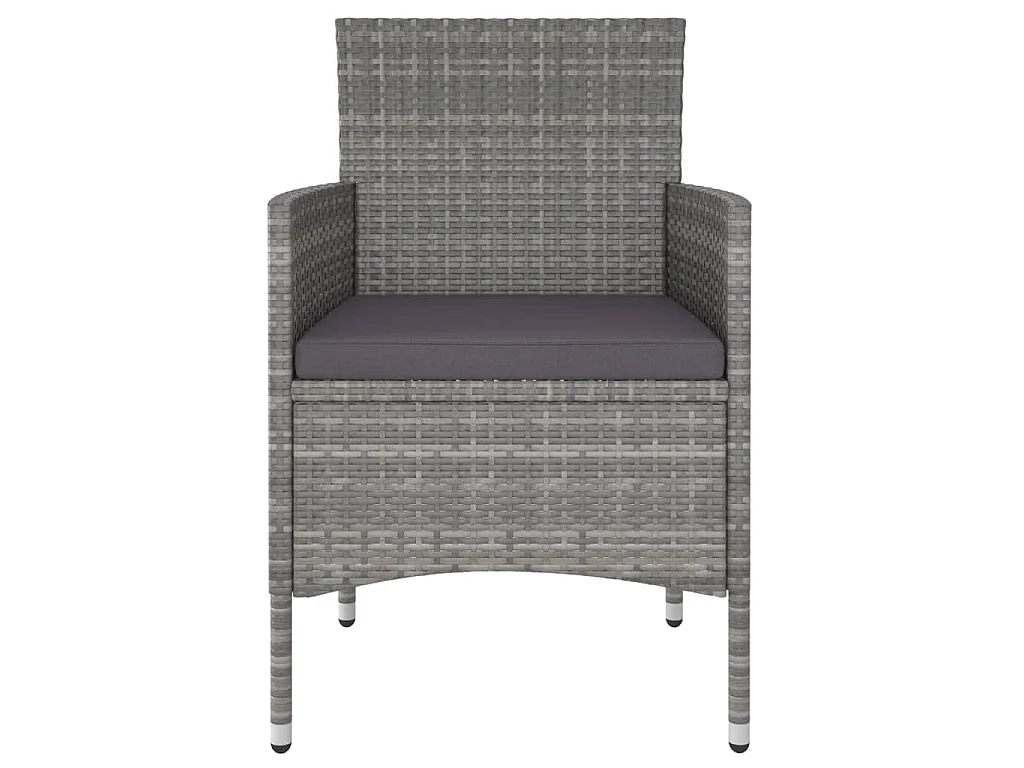 Set Pranzo da Giardino 5 pz Polyrattan e Vetro Temperato Grigio