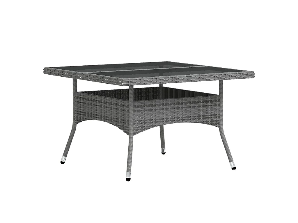 Set Pranzo da Giardino 5 pz Polyrattan e Vetro Temperato Grigio
