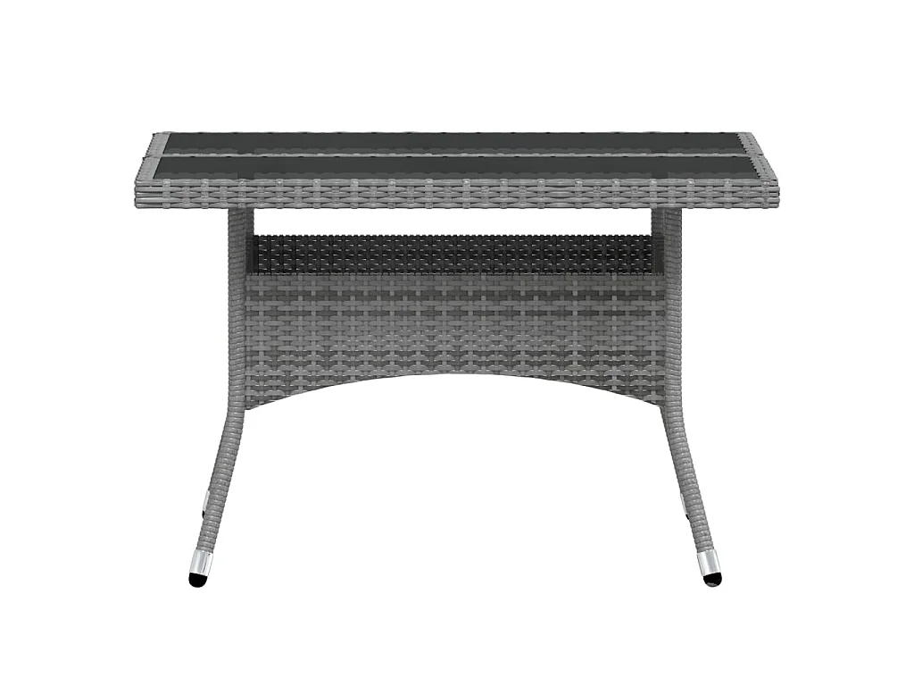 Set Pranzo da Giardino 5 pz Polyrattan e Vetro Temperato Grigio