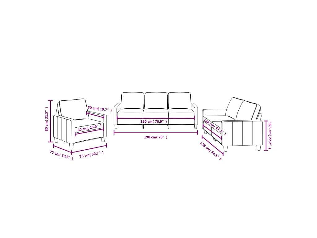 Ensemble de canapés 3 pcs avec coussins Noir Tissu