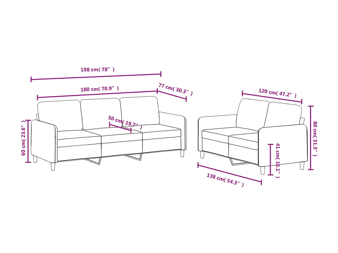 2-tlg. Sofagarnitur Schwarz Samt