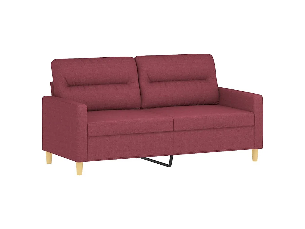 2-Sitzer-Sofa mit Zierkissen Weinrot 140 cm Stoff