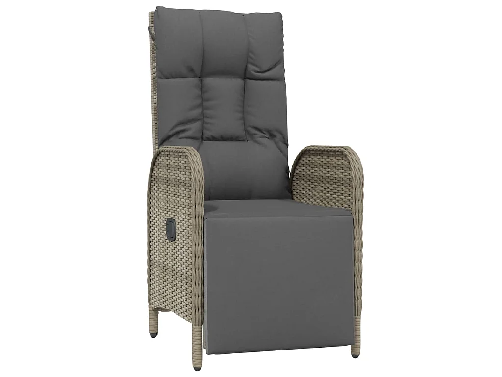 Ensemble à manger jardin 4pcs et coussins Gris Résine tressée