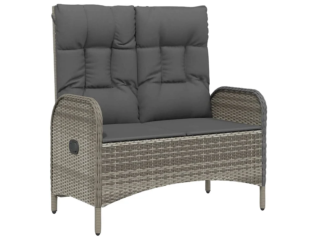 Ensemble à manger jardin 4pcs et coussins Gris Résine tressée