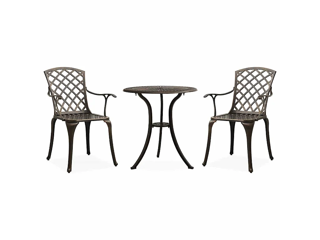 3-tlg. Bistro-Set Aluminiumguss Bronzen