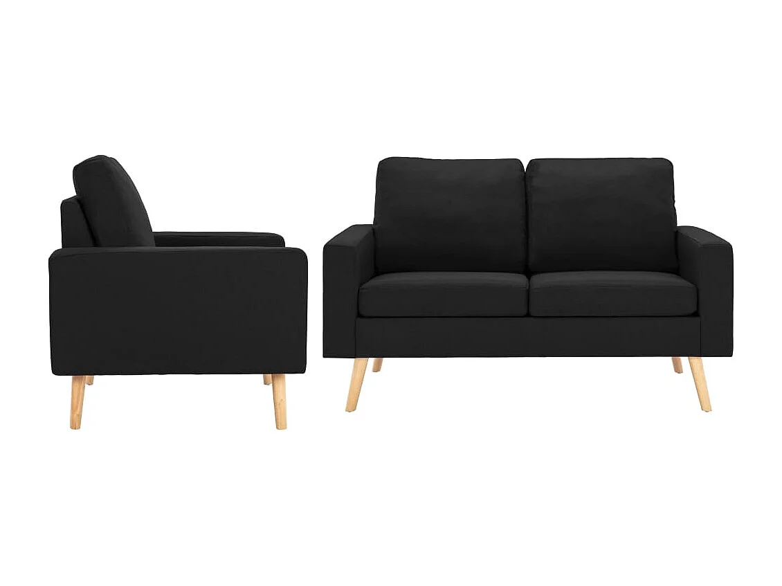 Ensemble de canapés 2 pcs Tissu Noir