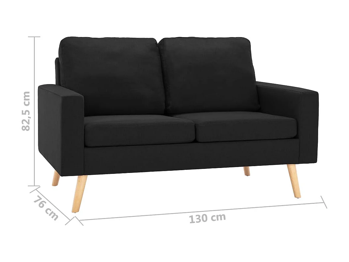 Ensemble de canapés 2 pcs Tissu Noir