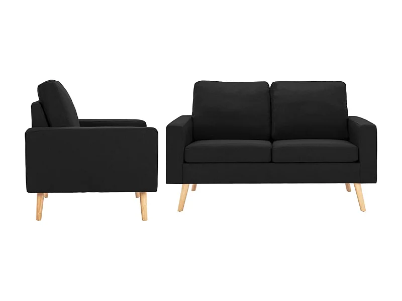 Ensemble de canapés 2 pcs Tissu Noir