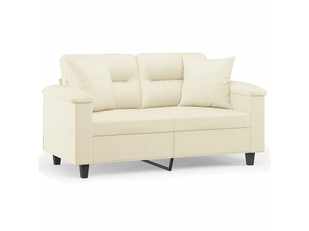 Tweezitsbank met sierkussens 120 cm kunstleer crèmekleurig