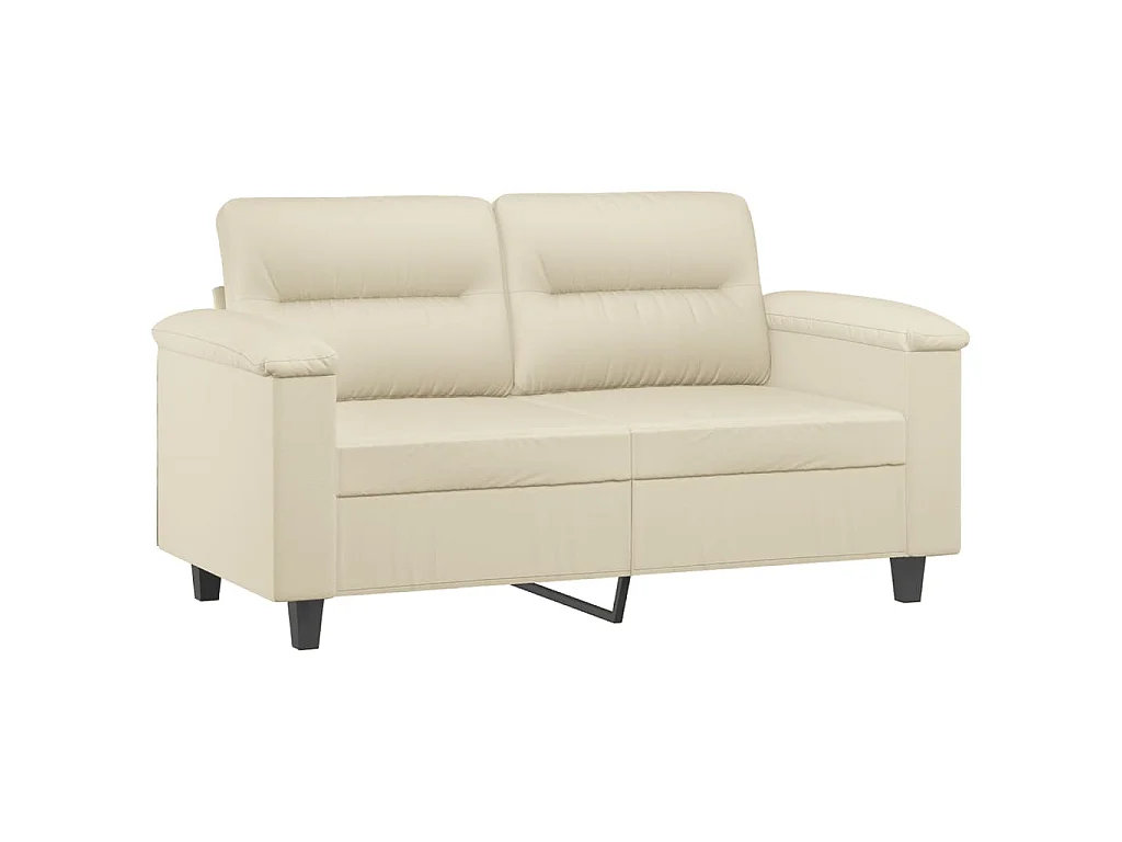 Tweezitsbank met sierkussens 120 cm kunstleer crèmekleurig