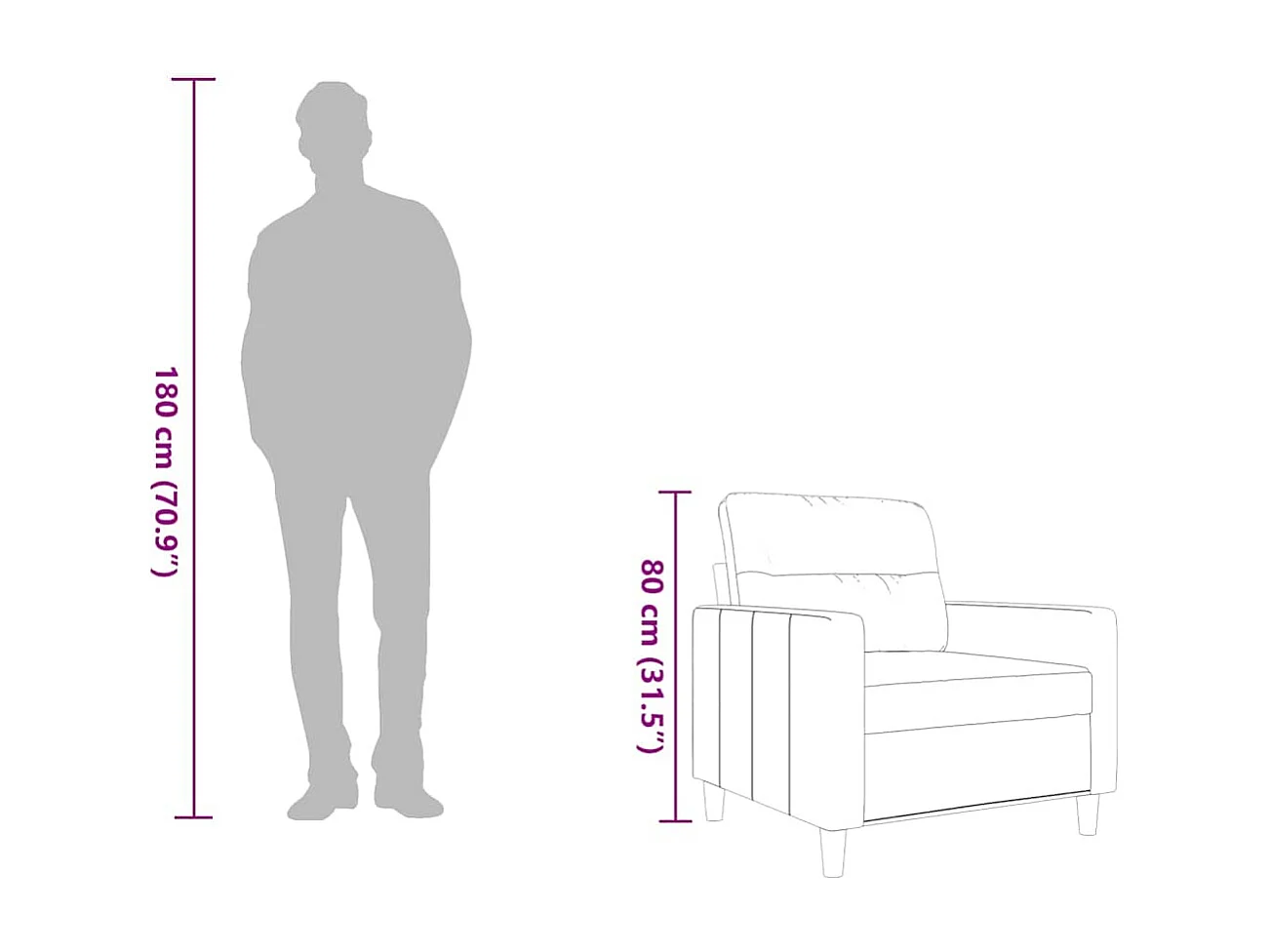 Fauteuil Gris foncé 60 cm Tissu