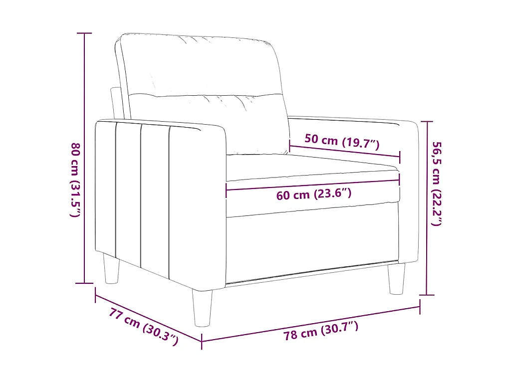 Fauteuil Gris foncé 60 cm Tissu