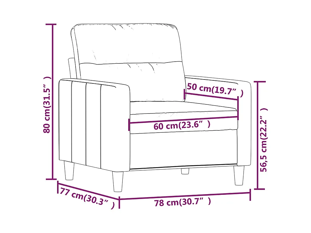Fauteuil Gris foncé 60 cm Tissu