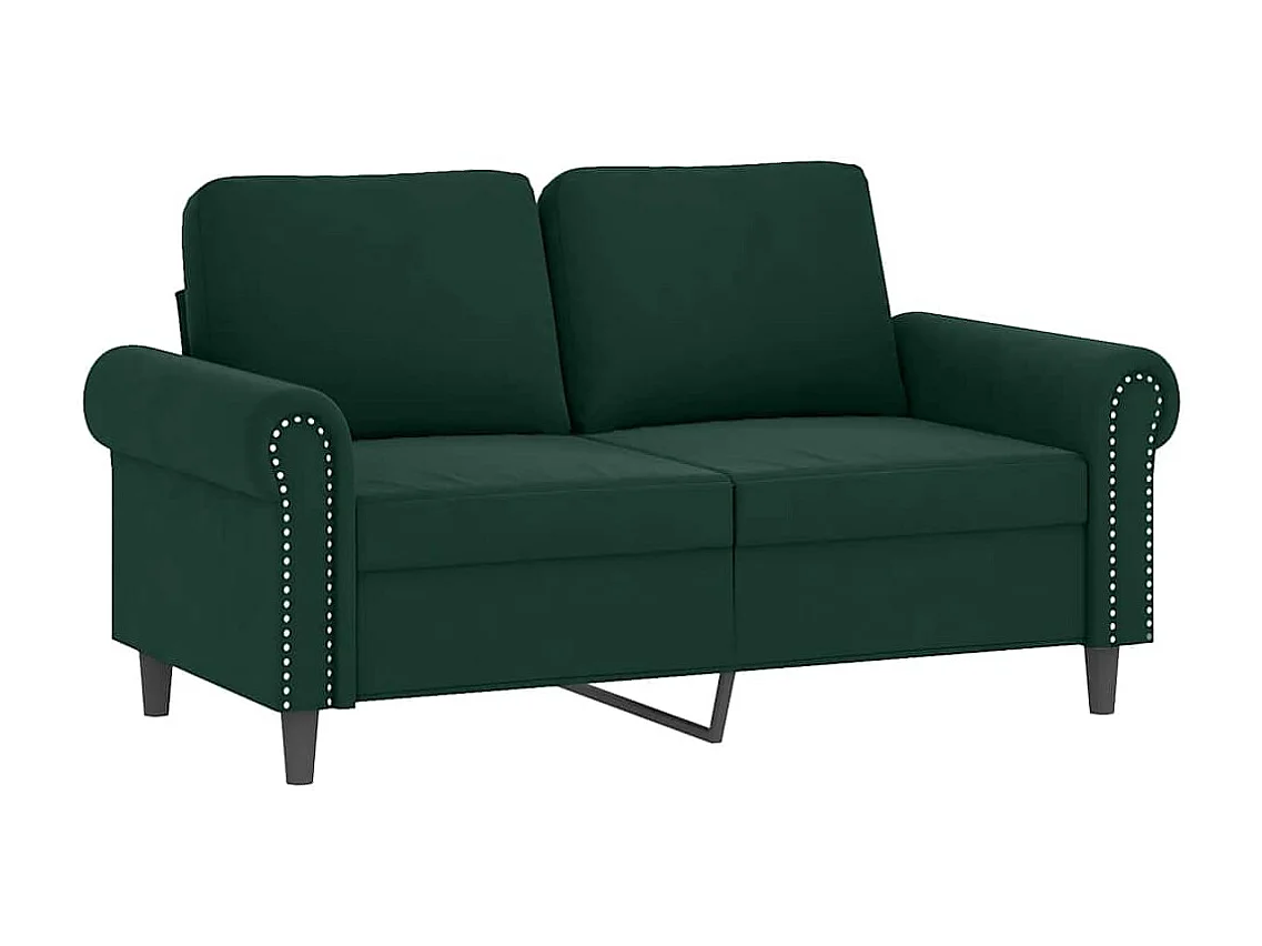 Canapé 2 places avec oreillers vert foncé 120 cm velours