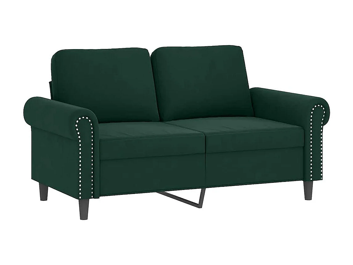Divano a 2 Posti con Cuscini Verde Scuro 120 cm in Velluto