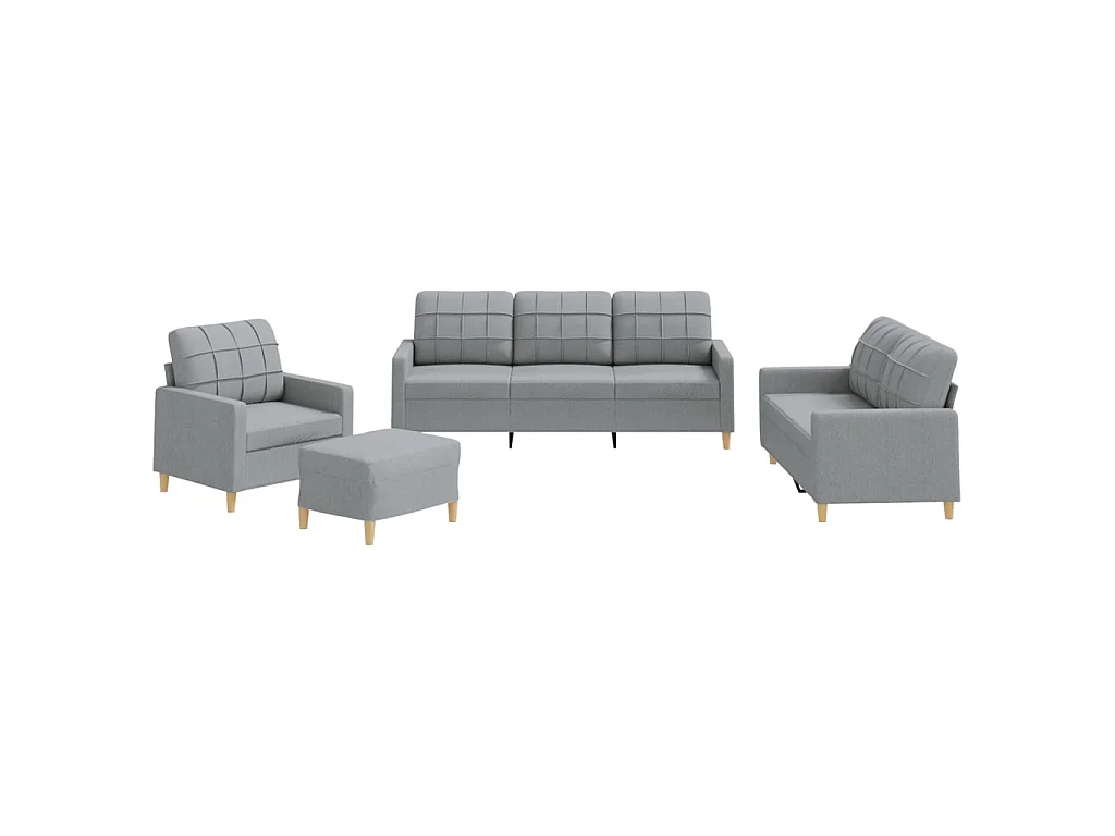 Ensemble de canapés 4 pcs avec coussins Gris clair Tissu