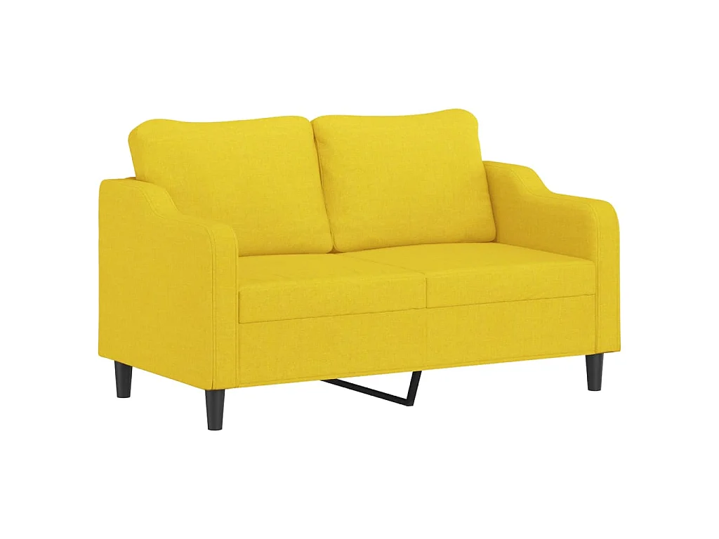 Ensemble de canapés 2 pcs avec coussins Jaune clair Tissu
