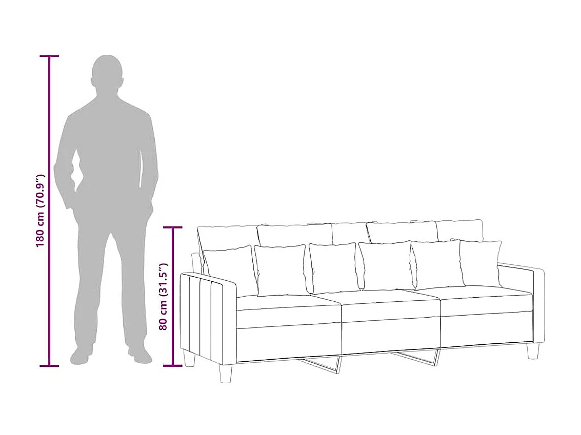3-Sitzer-Sofa Weinrot 180 cm Stoff