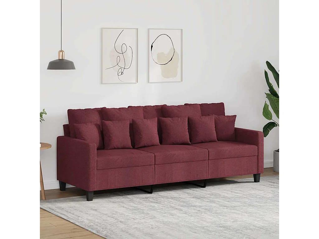 3-Sitzer-Sofa Weinrot 180 cm Stoff