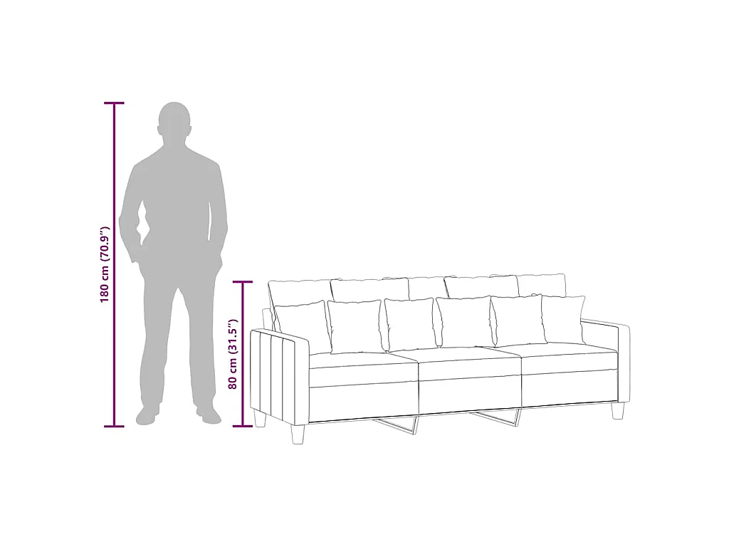 3-Sitzer-Sofa Weinrot 180 cm Stoff