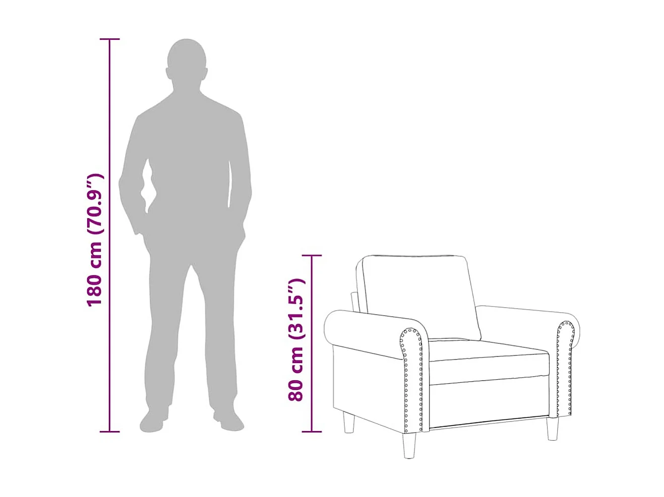 Fauteuil 60 cm fluweel zwart