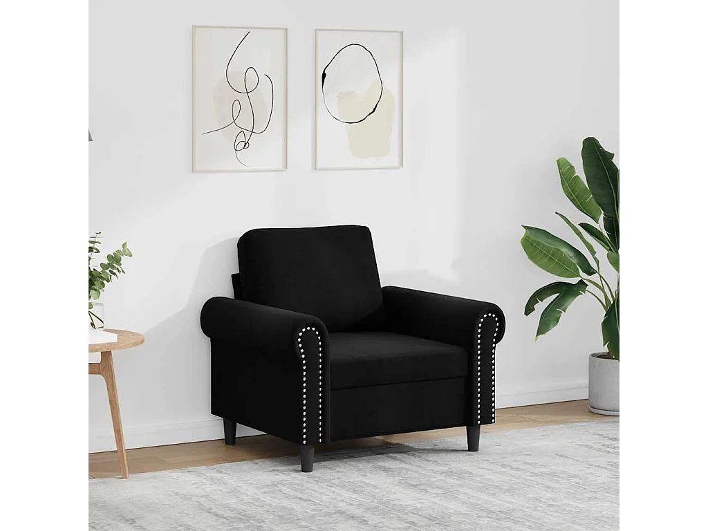 Poltrona Nero 60 cm Velluto