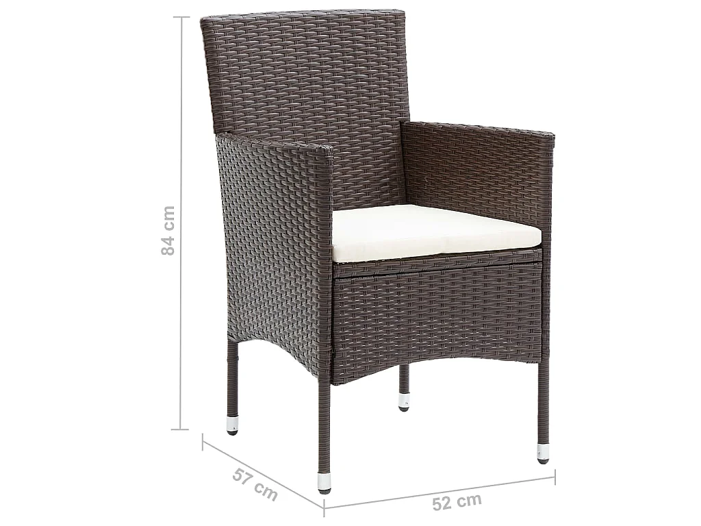 Ensemble à manger de jardin 7 pcs Résine tressée Marron