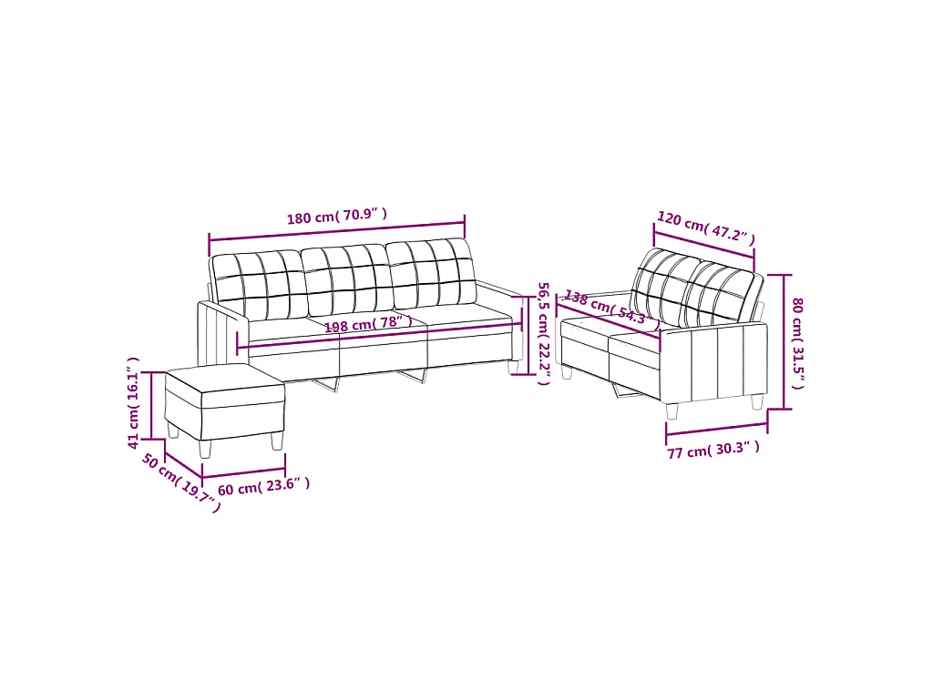 Ensemble de canapés 3 pcs avec coussins Noir Similicuir