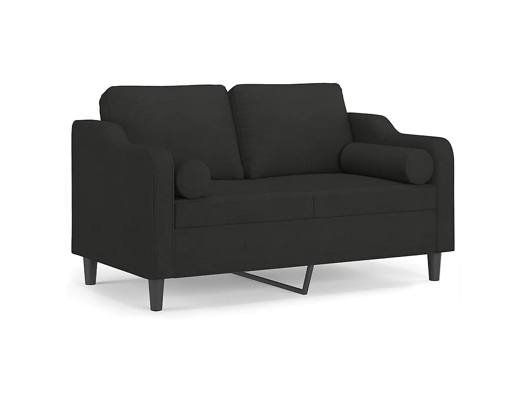 2-Sitzer-Sofa mit Zierkissen Schwarz 120 cm Stoff