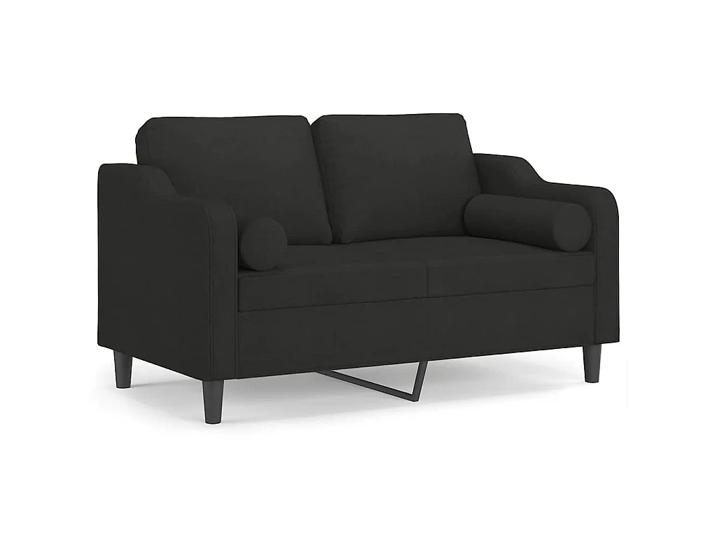 2-Sitzer-Sofa mit Zierkissen Schwarz 120 cm Stoff