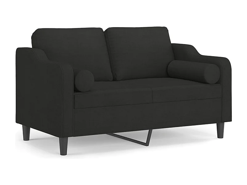 Divano a 2 Posti con Cuscini Nero 120 cm in Tessuto