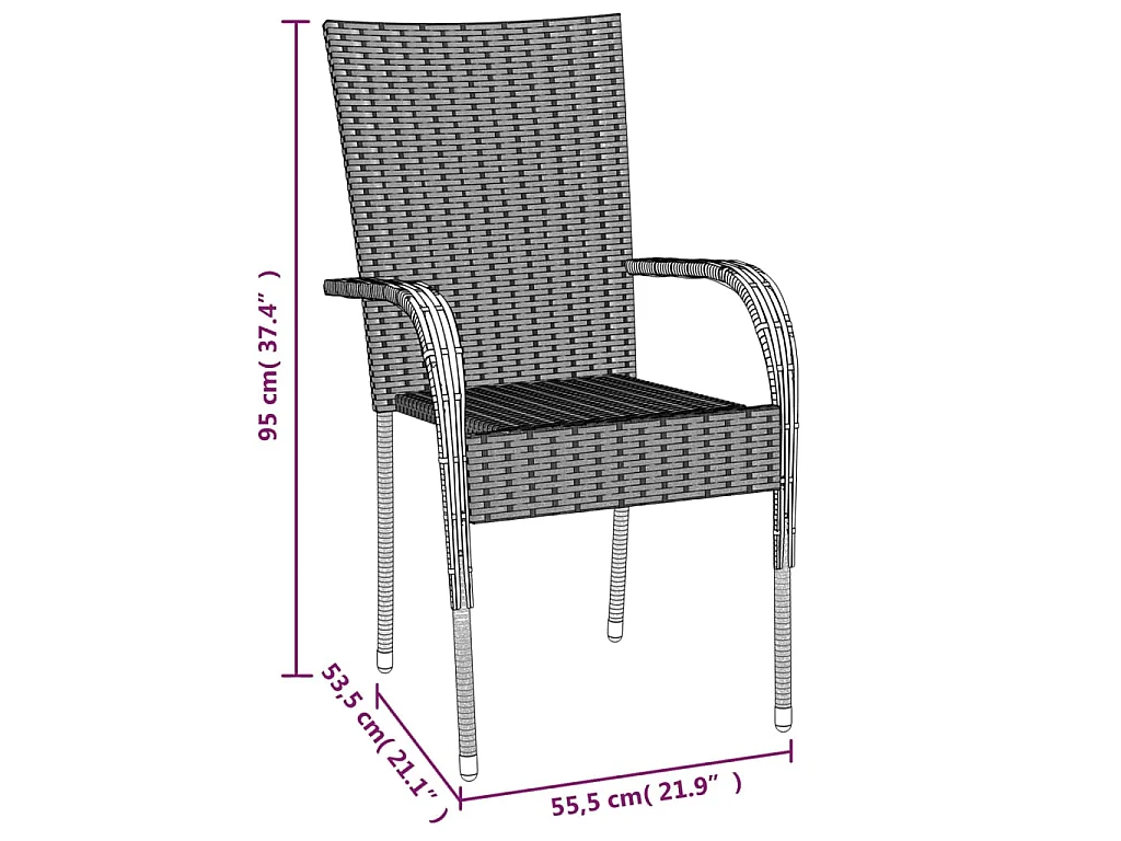 Set da Pranzo da Giardino 7 pz Marrone in Polyrattan