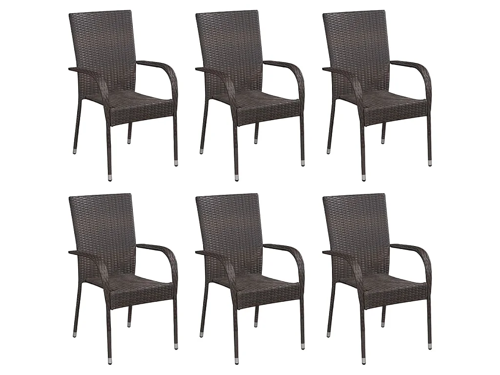 Set da Pranzo da Giardino 7 pz Marrone in Polyrattan