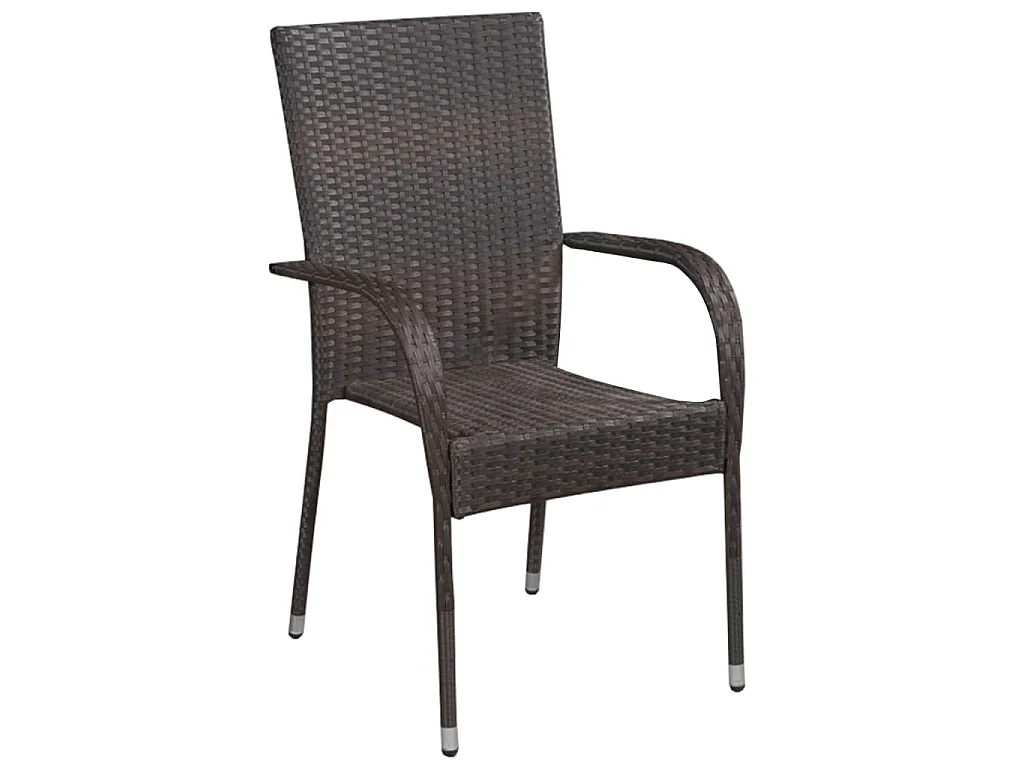 Set da Pranzo da Giardino 7 pz Marrone in Polyrattan