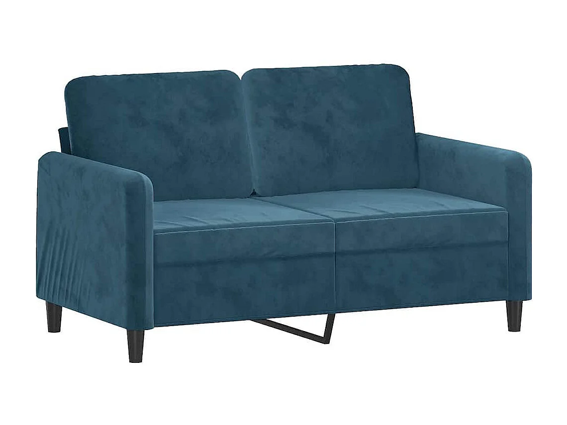 2-Sitzer-Sofa mit Zierkissen Blau 120 cm Samt