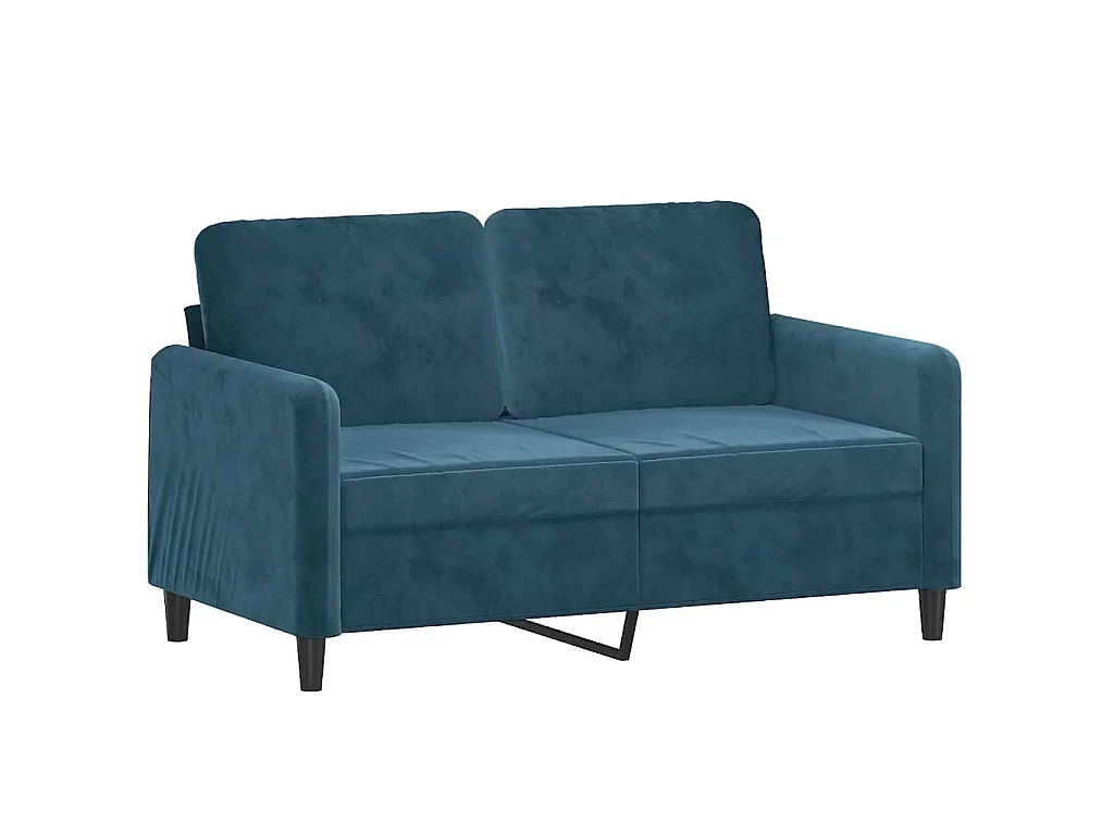 2-Sitzer-Sofa mit Zierkissen Blau 120 cm Samt