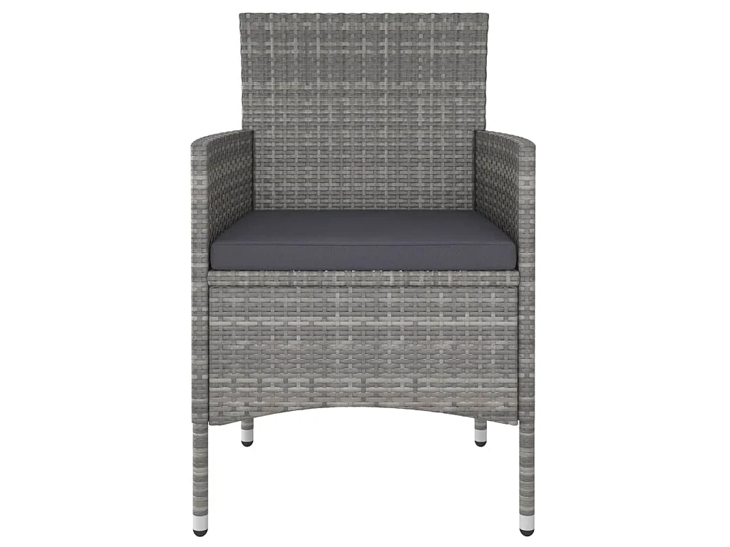 Set Bistrot da Giardino 5pz Polyrattan e Vetro Temperato Grigio