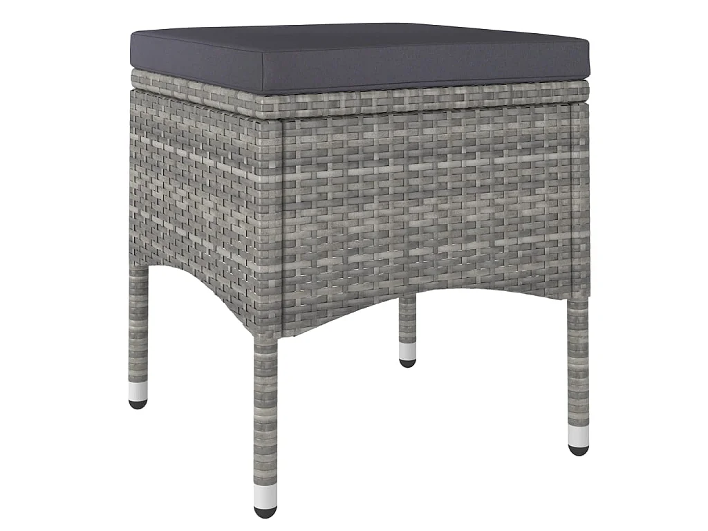 Set Bistrot da Giardino 5pz Polyrattan e Vetro Temperato Grigio
