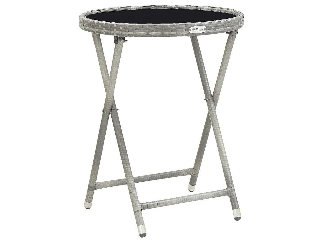 Set Bistrot da Giardino 5pz Polyrattan e Vetro Temperato Grigio