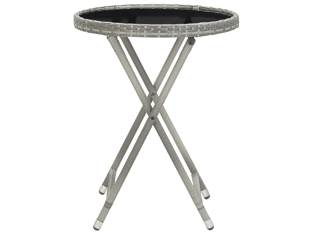 Set Bistrot da Giardino 5pz Polyrattan e Vetro Temperato Grigio